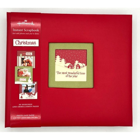 Hallmark Instant Scrapbook Christmas 20 Designed Embellished Pages Album New - Picture 2 of 16
